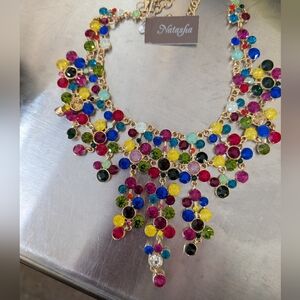 Necklace Crystal Multicolored Bib Style By Natasha NWT